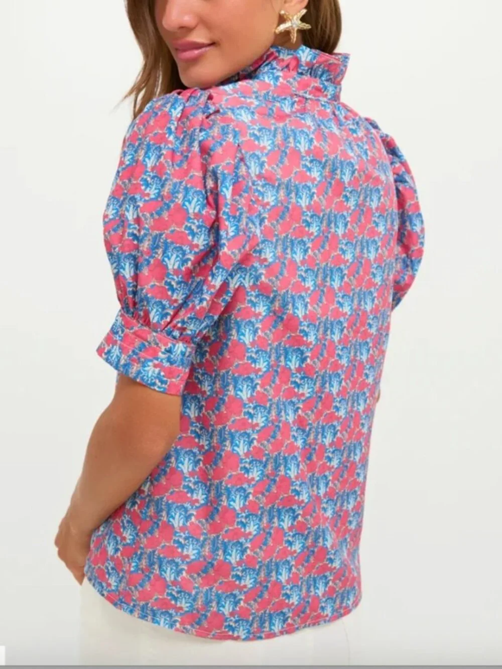 red and pink viney loiusia blouse - Picture 3 of 6